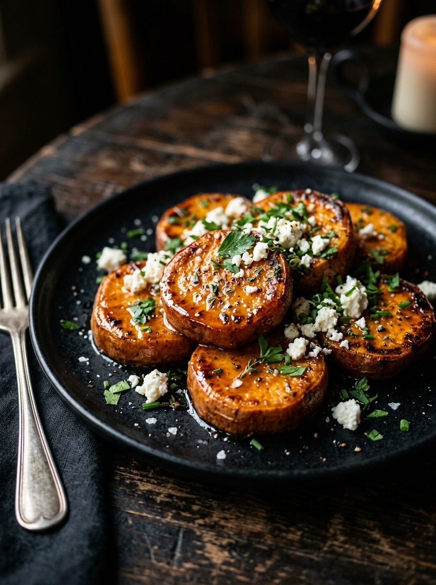 Rondelles de patates douces rôties au miel