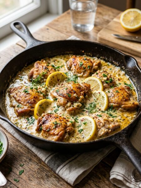 poulet crémeux à l’ail et au citron