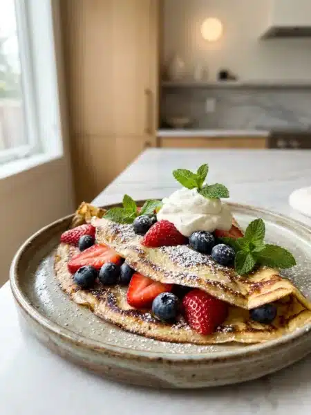 Crêpes Thermomix servies avec des fruits