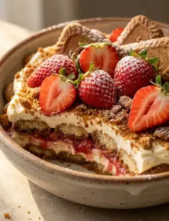 tiramisu fraise speculoos servi